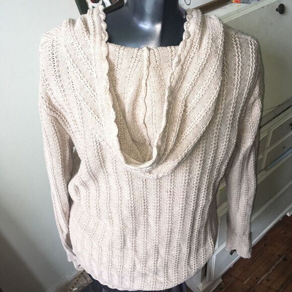 Lane Bryant beige split neck hooded size 14/16 lightweight sweater - Picture 3 of 3